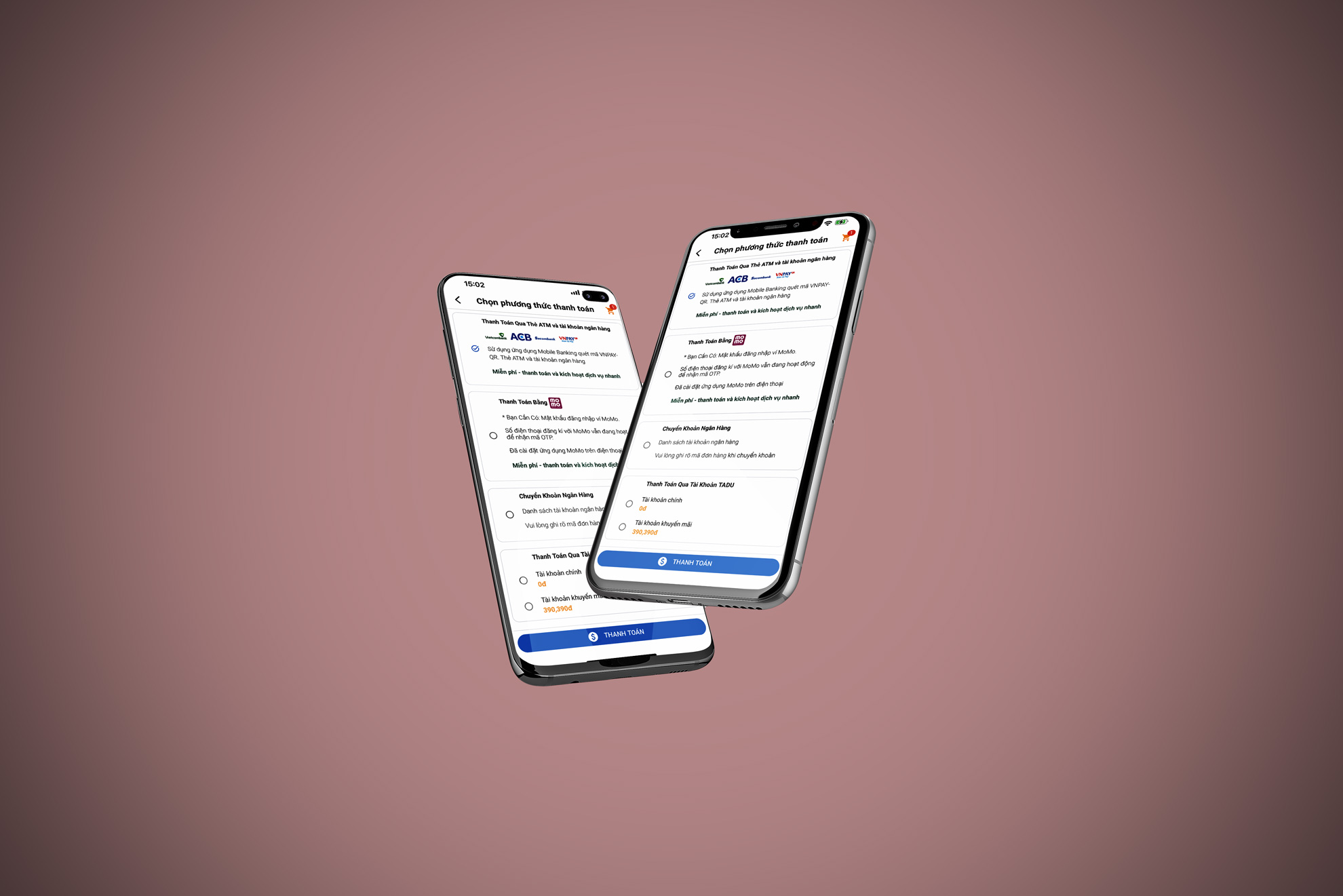 Chọn phương thức thanh toán trên Tadu cloud app